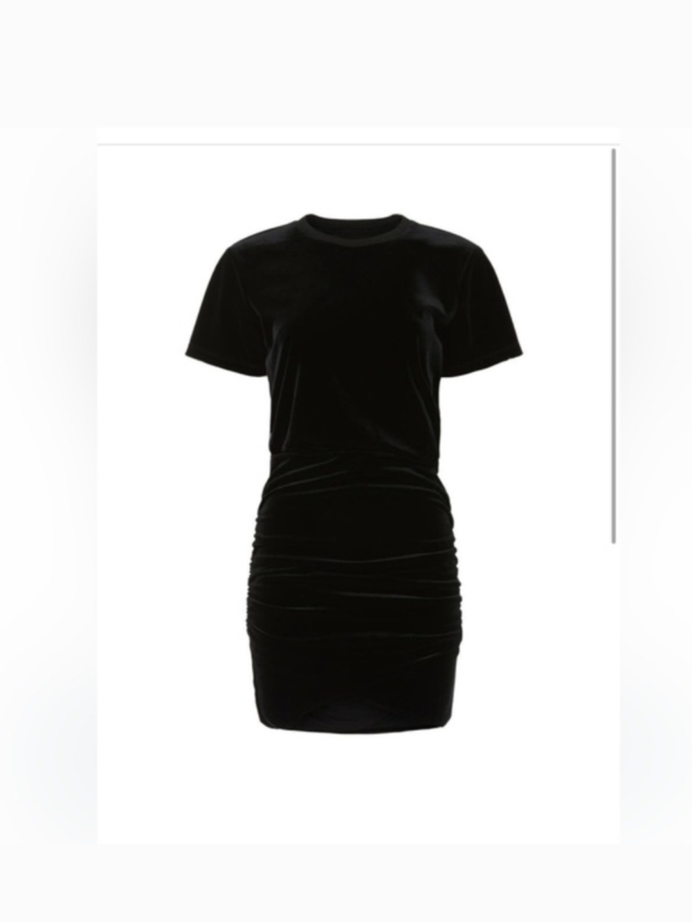 The Kooples Black Velvet Short Sleeve Ruched Mini Dress